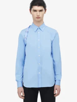 Camicia Harness con banda logata da Uomo in Blu