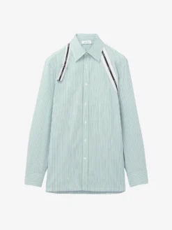 Camicia Harness con logo McQueen da Uomo in Bianco/Azzurro