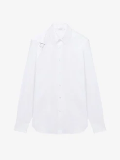 Camicia Harness con motivo jacquard Skull da Uomo in Bianco Ottico