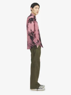 Camicia in flanella a quadretti tie-dye da Uomo in Nero/Rosso