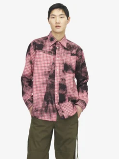 Camicia in flanella a quadretti tie-dye da Uomo in Nero/Rosso