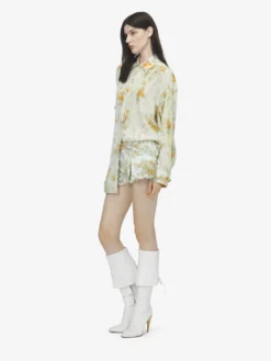 Camicia pyjama con stampa floreale da Donna in Pietra/Arancione chiaro