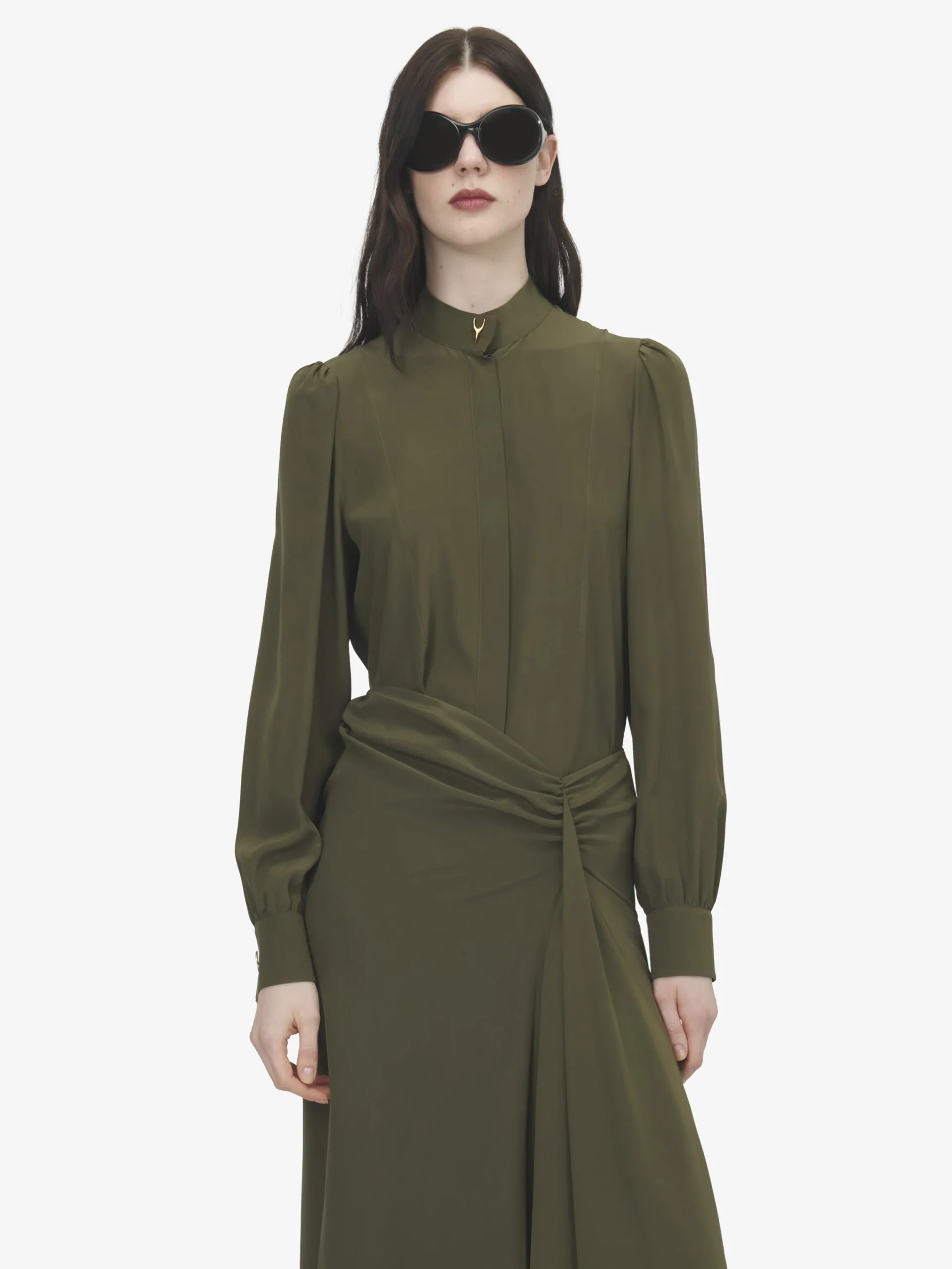 Camicia Wishbone in seta da Donna in Verde
