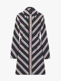 Cappotto a righe Chevron da Donna in Nero/Rosso