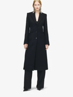 Cappotto monopetto in feltro di lana da Donna in Nero