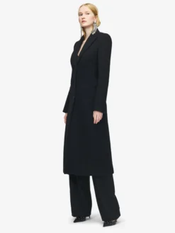 Cappotto monopetto in feltro di lana da Donna in Nero