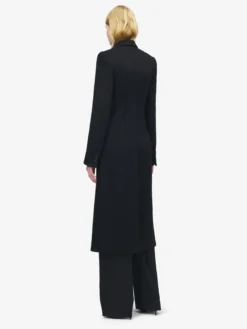Cappotto monopetto in feltro di lana da Donna in Nero