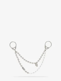 Charm Pearl & Skull con doppia catena da Donna in Palladio