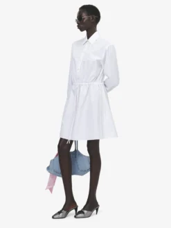 Chemisier con dettaglio annodato da Donna in Bianco Ottico