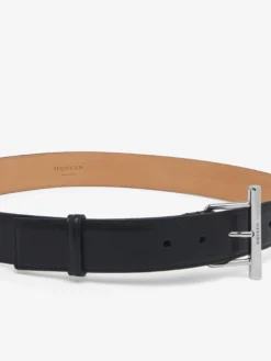 Cintura T-Bar da Donna in Nero/Argento