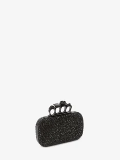 Clutch Knuckle con Catena da Donna in Nero