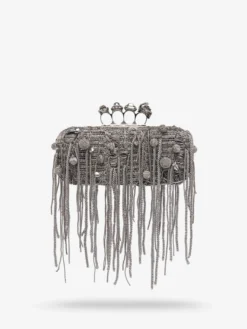 Clutch lunga Snake Knuckle da Donna in Nero/Argento