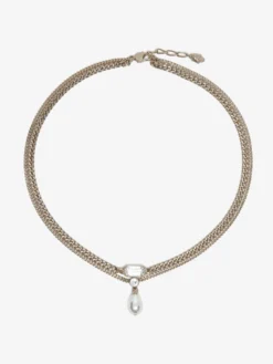 Collana Skull con cristalli da Donna in Finitura oro pallido