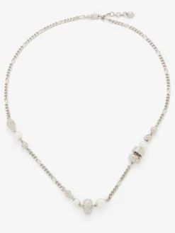 Collana Skull con perla da Uomo in Finitura palladio