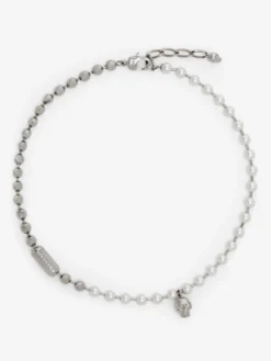 Collana Skull & Pearl da Uomo in Finitura palladio