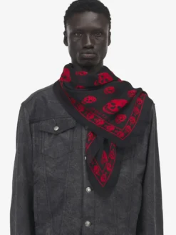Foulard Skull classico da Uomo in Nero/Rosso