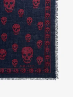 Foulard Skull classico da Uomo in Blu Navy/Bordeaux