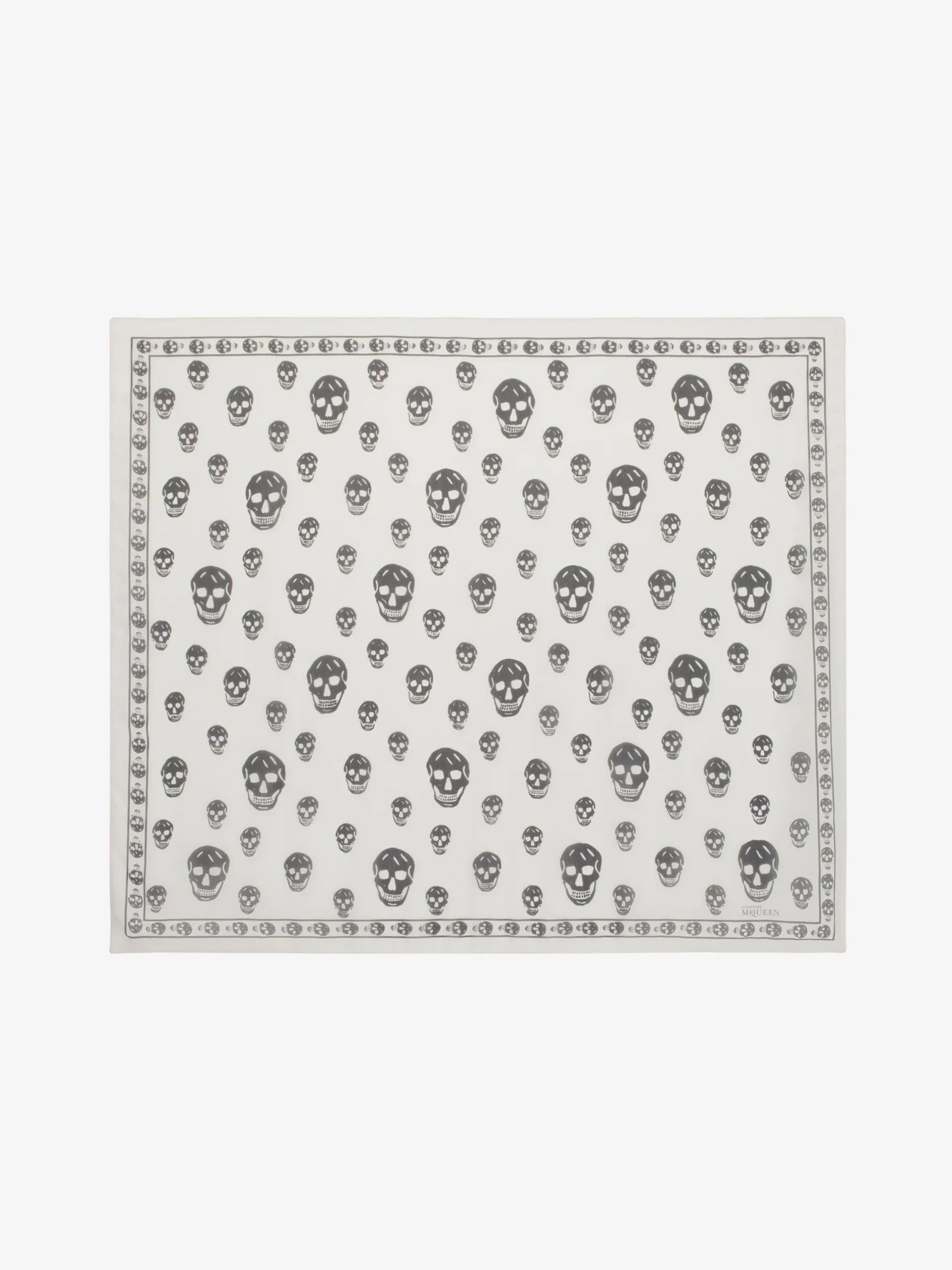 Foulard Skull Classico in Chiffon di Seta in Avorio/Nero