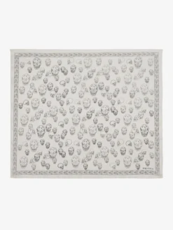 Foulard Skull dipinto a mano da Donna in Avorio/Nero