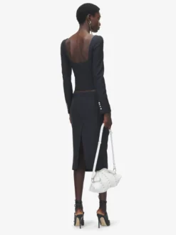 Giacca aderente gessata da Donna in Blu Navy