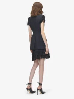 Giacca a maniche corte gessata da Donna in Blu Navy