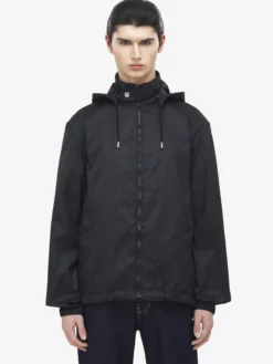 Giacca a vento con motivo Skull in jacquard da Uomo in Nero
