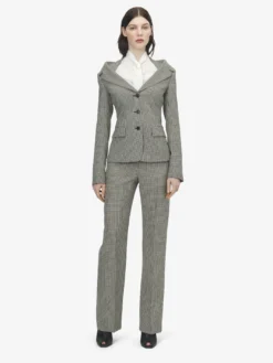 Giacca con harness e motivo vichy da Donna in Nero/Avorio