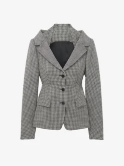 Giacca con harness e motivo vichy da Donna in Nero/Avorio