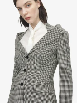 Giacca con harness e motivo vichy da Donna in Nero/Avorio