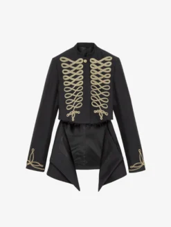 Giacca con ricamo frogging da Donna in Nero/Oro
