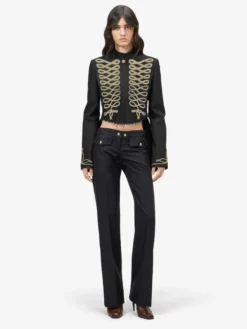 Giacca con ricamo frogging da Donna in Nero/Oro