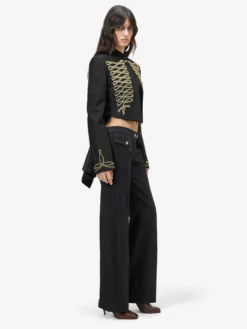 Giacca con ricamo frogging da Donna in Nero/Oro