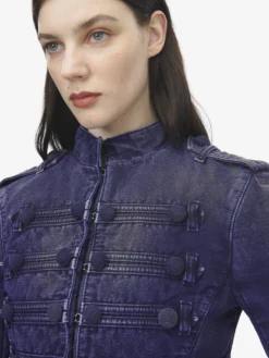 Giacca in denim stile military da Donna in Violetto