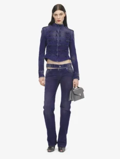 Giacca in denim stile military da Donna in Violetto