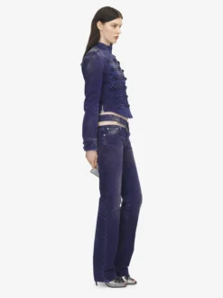 Giacca in denim stile military da Donna in Violetto