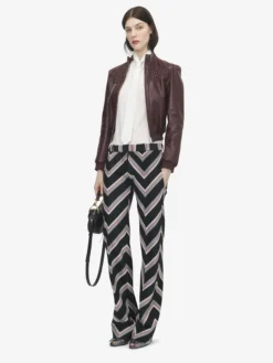 Giacca in pelle con dettagli smock da Donna in Bordeaux