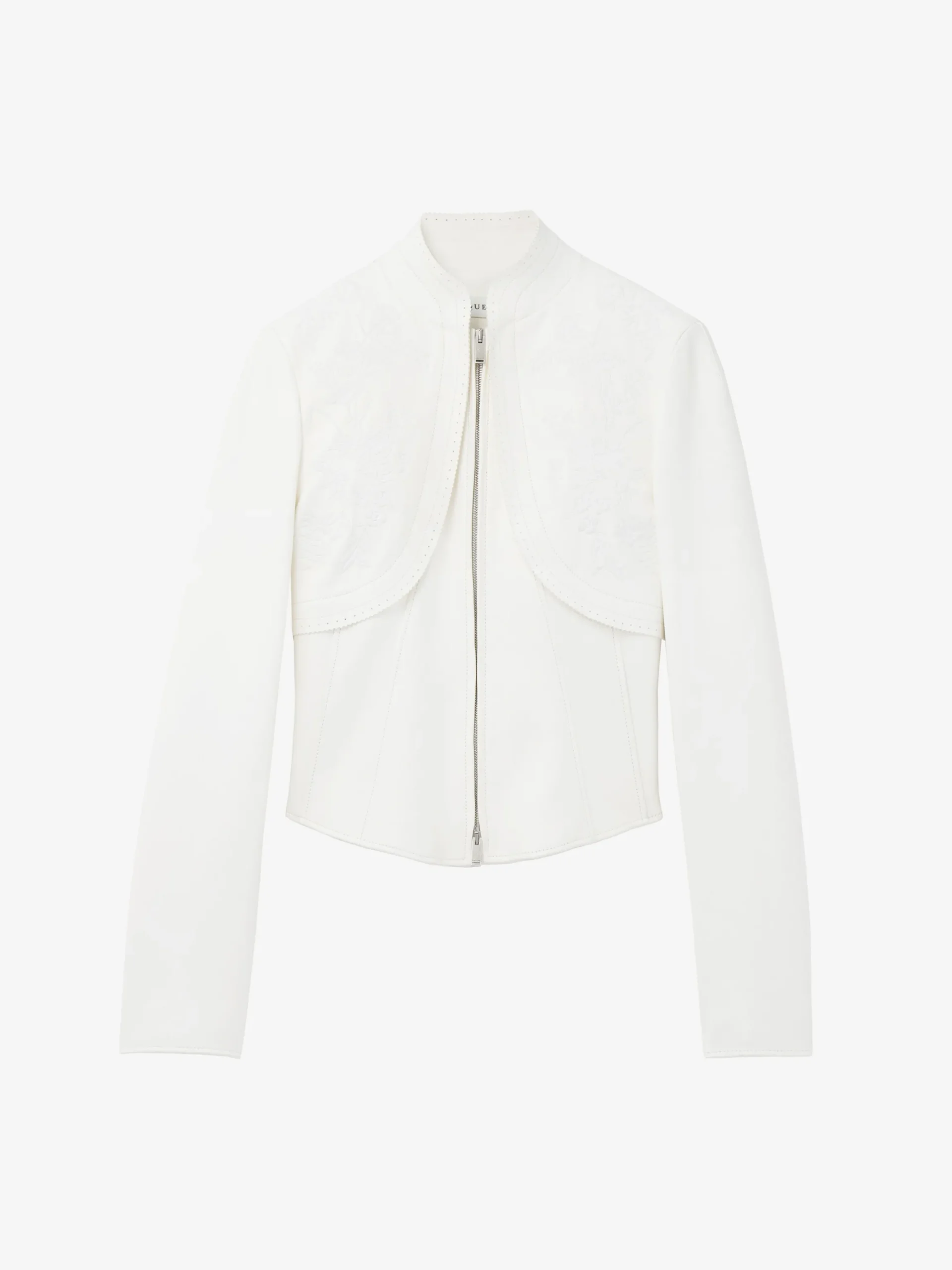 Giacca in pelle con ricami floreali da Donna in Bianco