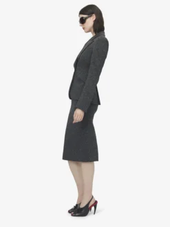 Giacca monopetto con motivo gessato screziato da Donna in Grigio