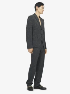 Giacca monopetto con motivo gessato screziato da Uomo in Grigio Mélange