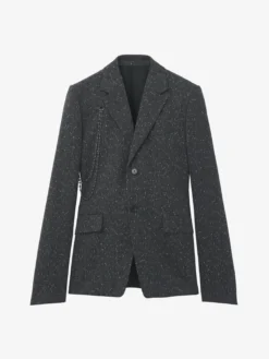 Giacca monopetto con motivo gessato screziato da Uomo in Grigio Mélange