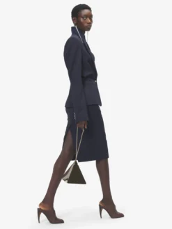 Giacca monopetto con revers piegati da Donna in Blu Navy