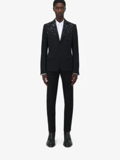 Giacca monopetto con ricamo costellazione da Uomo in Nero