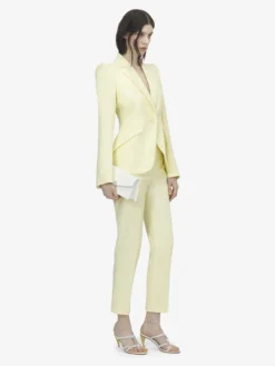 Giacca monopetto in gabardine di lana da Donna in Giallo
