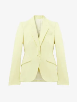 Giacca monopetto in gabardine di lana da Donna in Giallo