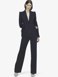 Giacca monopetto in lana da Donna in Indaco