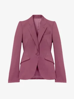 Giacca monopetto in lana da Donna in Rosa