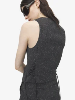 Gilet con allacciatura stile corsetto e motivo gessato screziato da Donna in Grigio