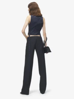 Gilet sartoriale gessato da Donna in Blu Navy