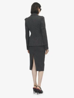 Gonna a tubino con zip a vista e motivo gessato screziato da Donna in Grigio