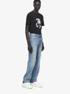 Jeans a gamba dritta da Uomo in Washed Blue